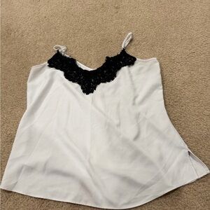Ann Taylor Factory White Camisole with Black Lace
